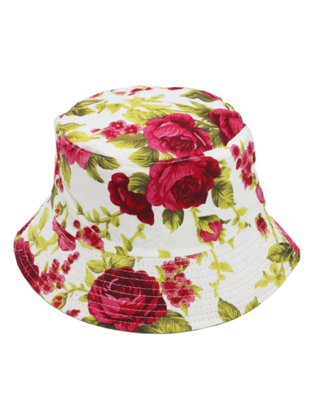 Hat Peony Floral Print WHITE RED Flowers Bucket Hat New